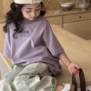 Girls' short-sleeved T-shirt 2025 New style Zhongda Tong Spring/Summer Loose pure cotton T-shirt Children's wear loose casual top details Picture